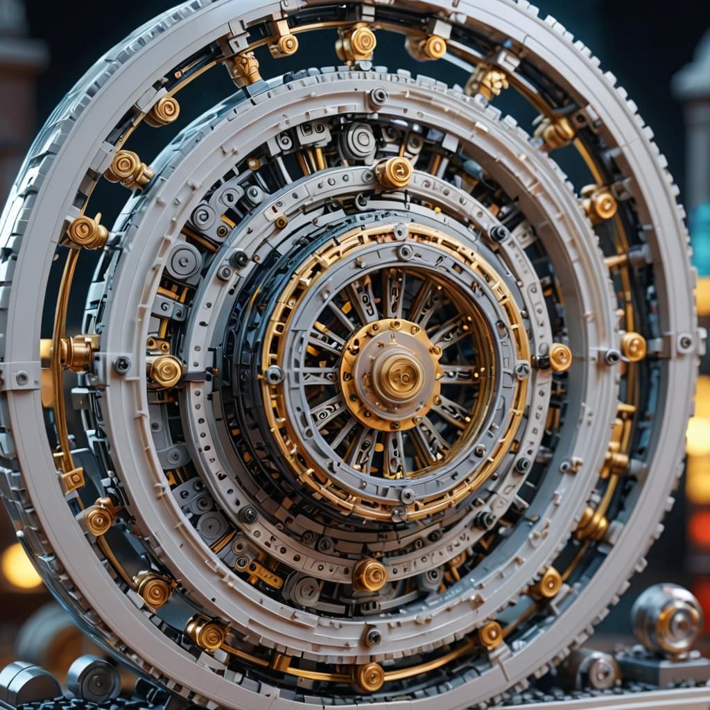 Anime-Style 3D LEGO Time Machine Concept Art
