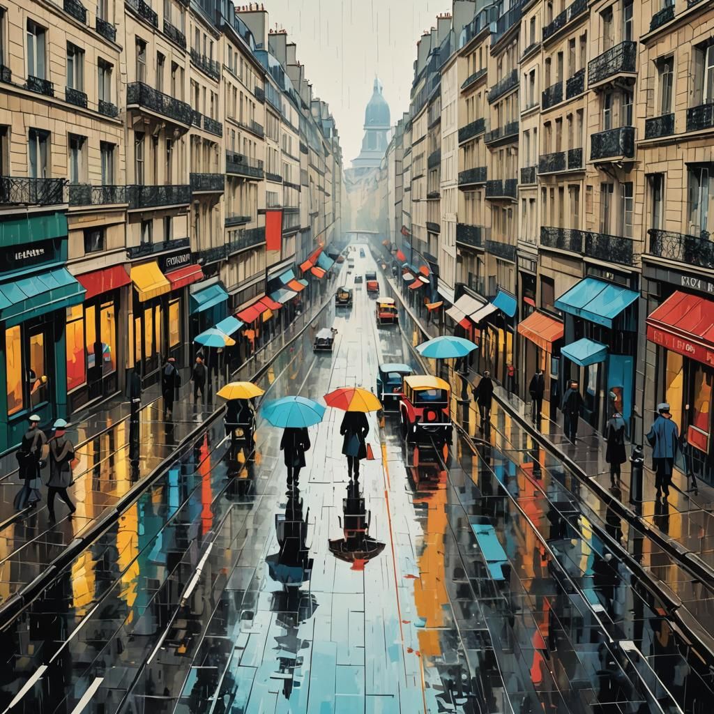 Paris Rainy Day Pop Art Screen Print