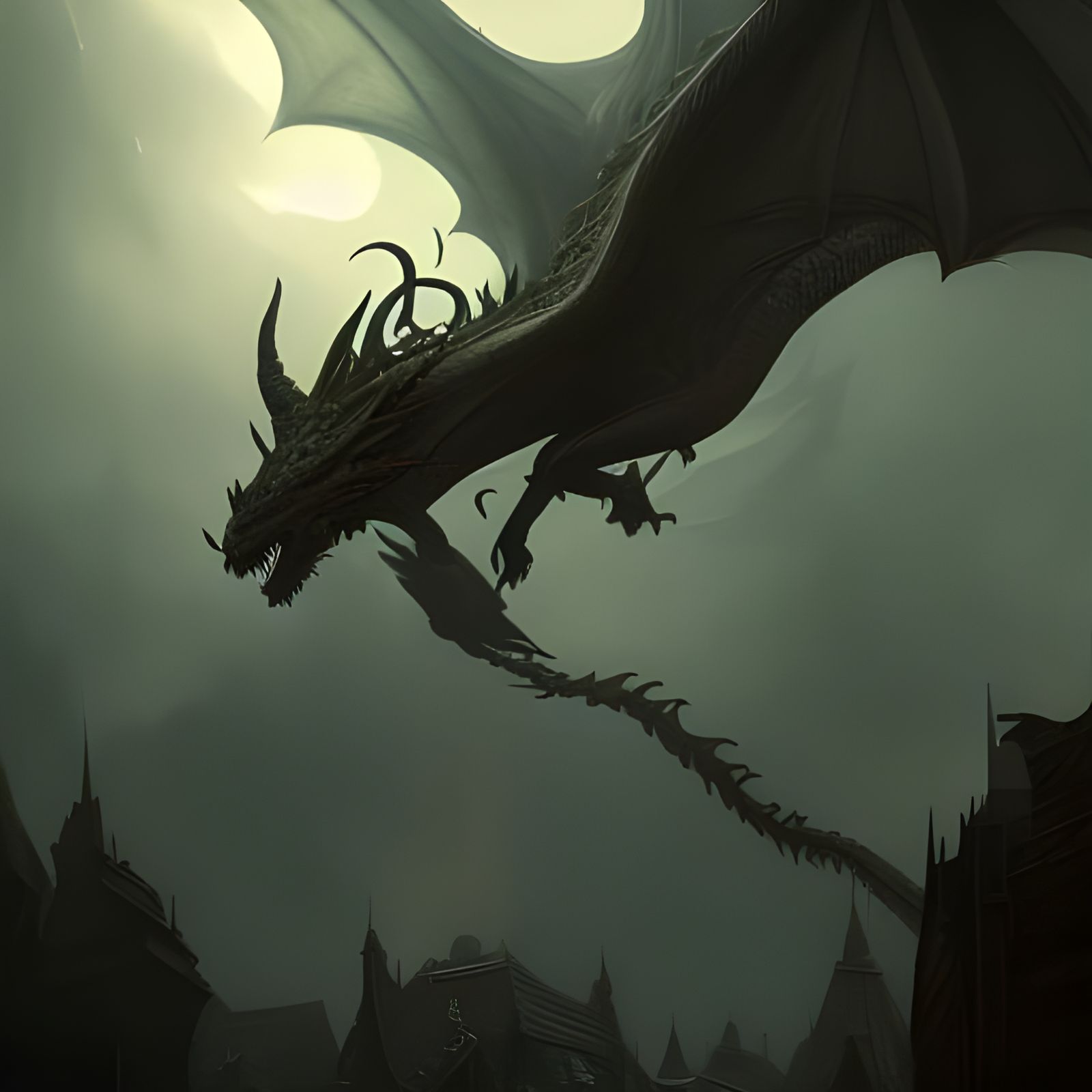 Detailed Dragon Art in Dark Fantasy Style