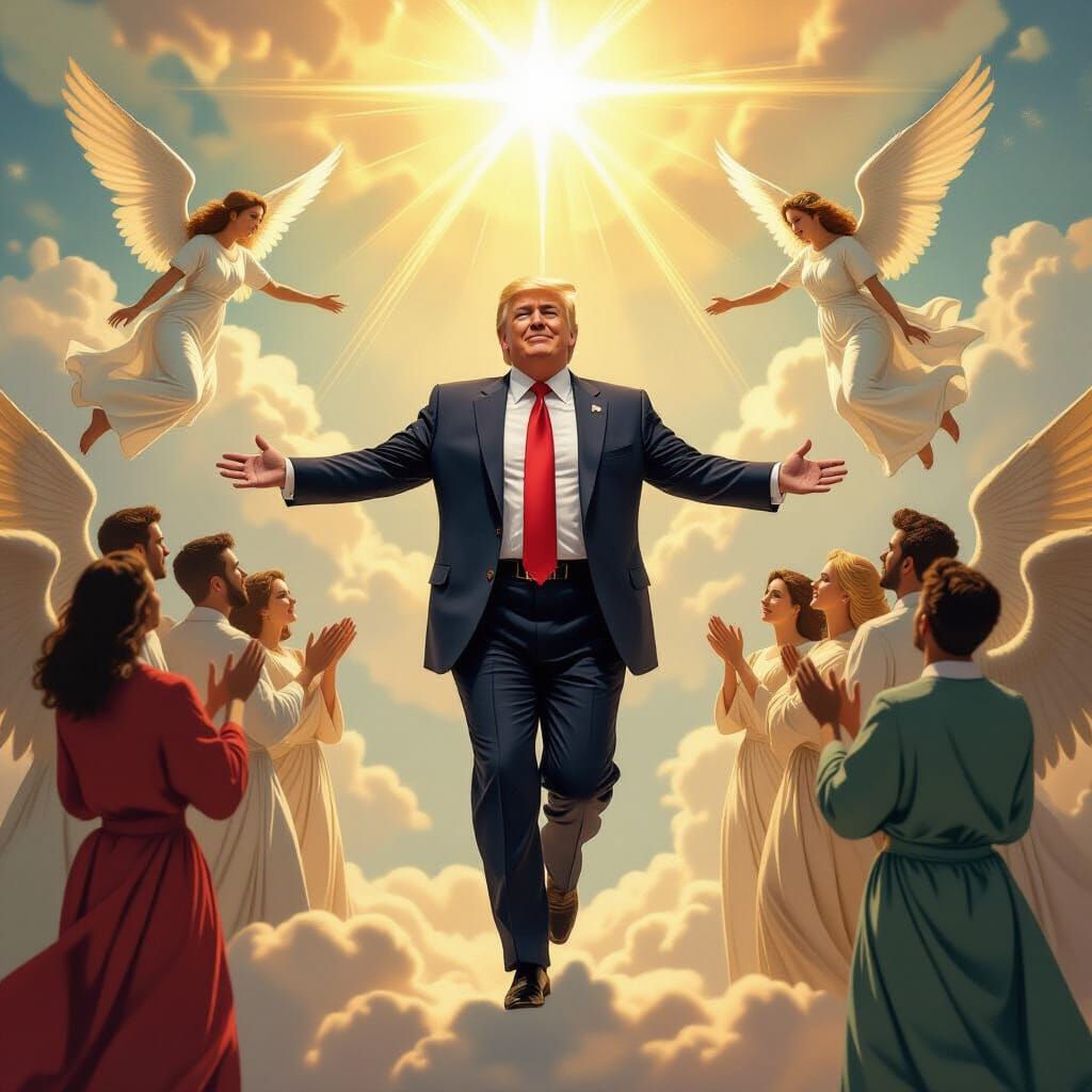 Donald Trump Ascends to Heaven in Divine Glorification