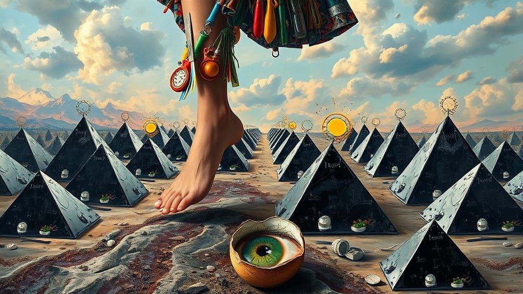 Woman of Resilience in Vibrant Kitchen Tool Landscape