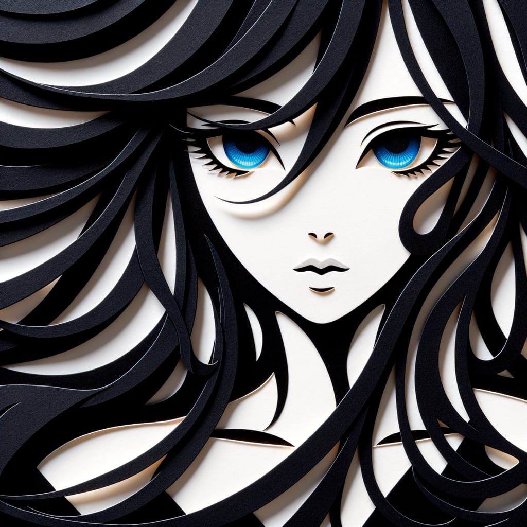 Japanese Kiri-e: Woman in Paper Cutting Art