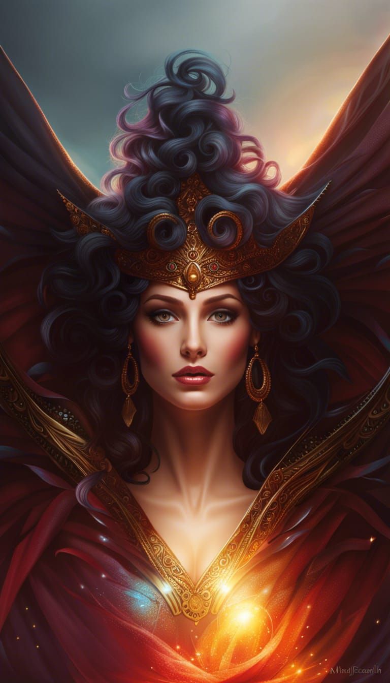 Red-Headed Goddess with Alicorn in Hyperrealistic Style