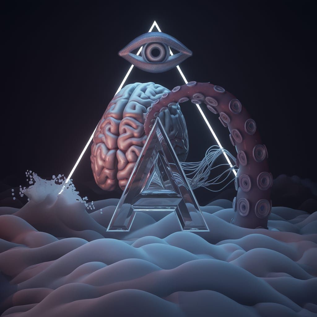 Futuristic 3D Render: Tentacle Grips Optical Illusion