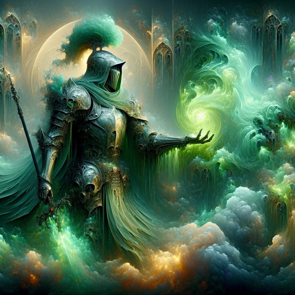 Epic Death Knight Casts Frost Spell in Medieval Illumination...