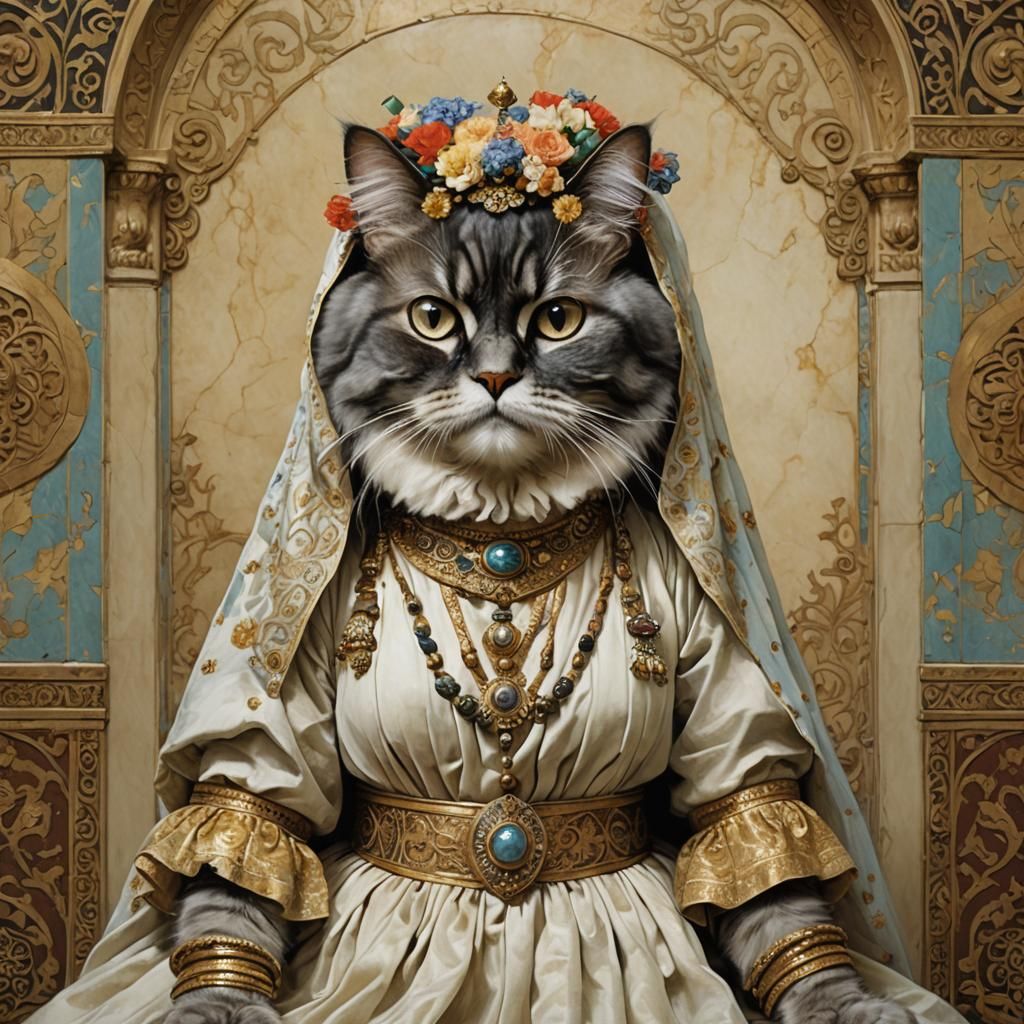 Persian Cat Woman in Classical Style