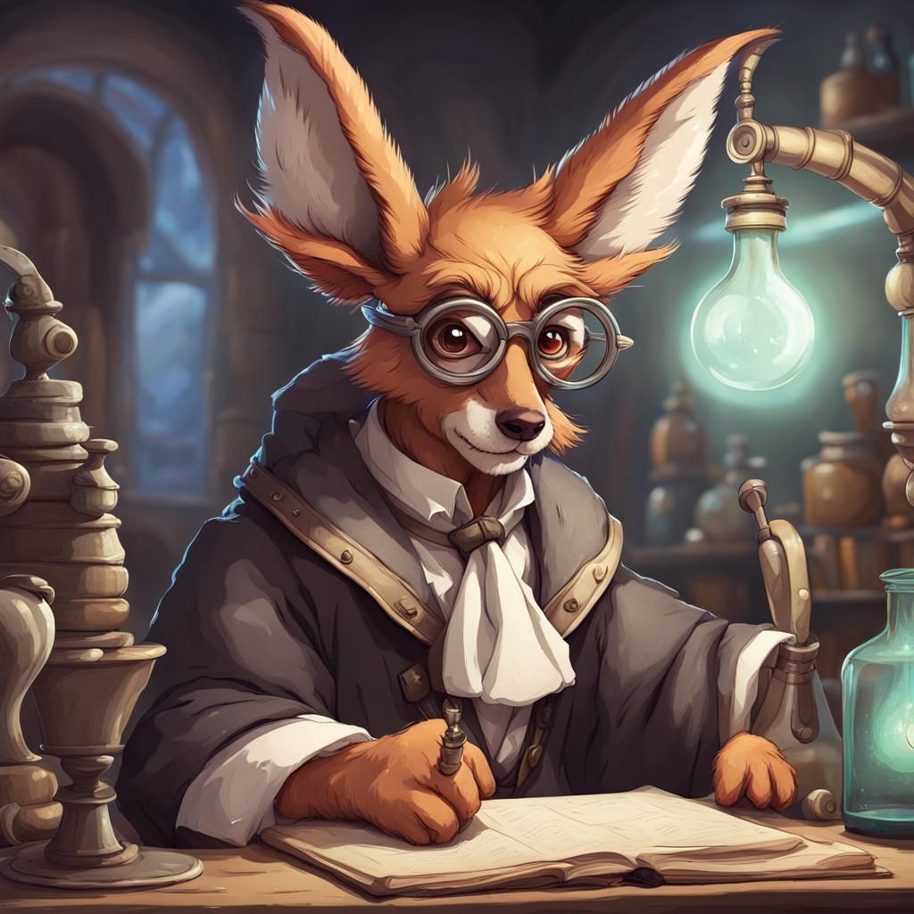 Furry Alchemist Creature with Spectacles