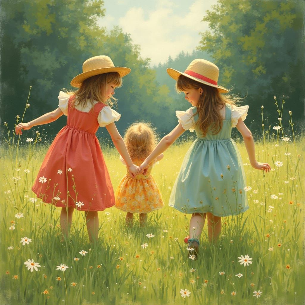 Whimsical Girls in Colorful Summer Dresses
