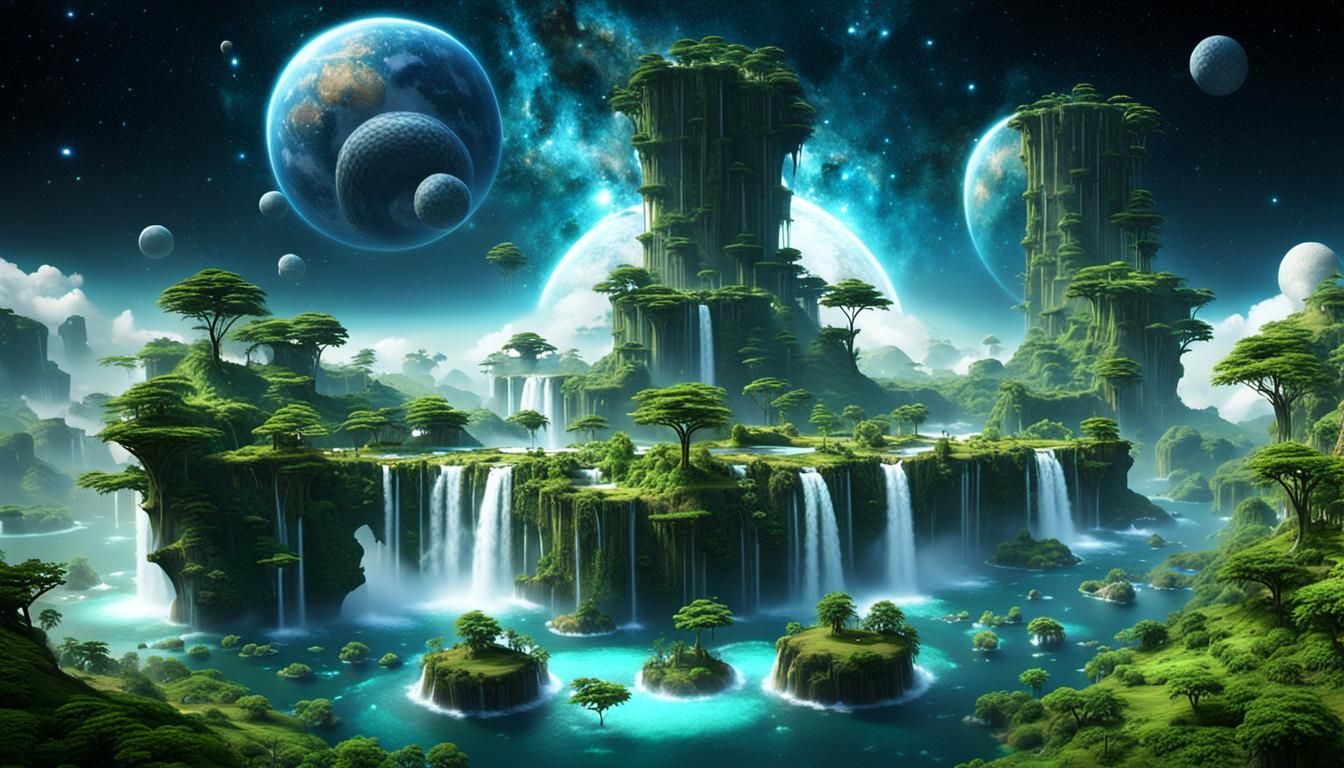Floating Space Islands: A 3D Rendering