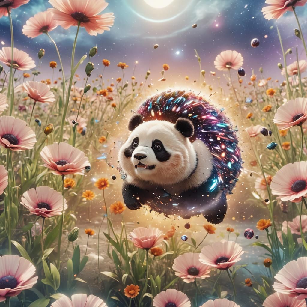 Panda Rabbit Floats in Space: 3D Game Art