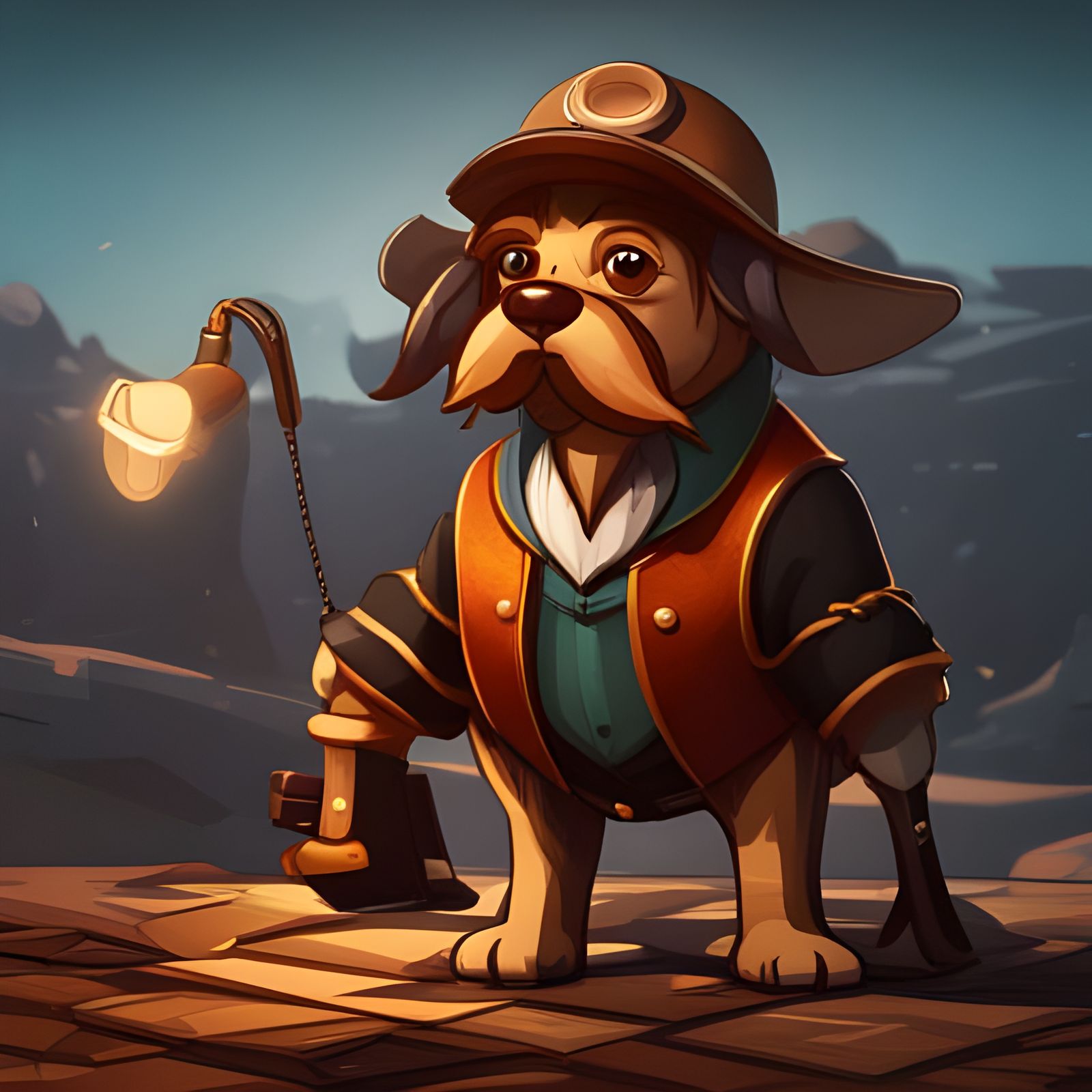 Dog with Moustache as Digital Art