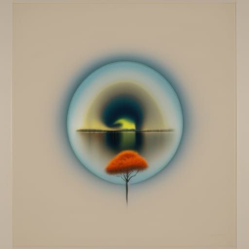 Teal and Orange Meadow Landscape