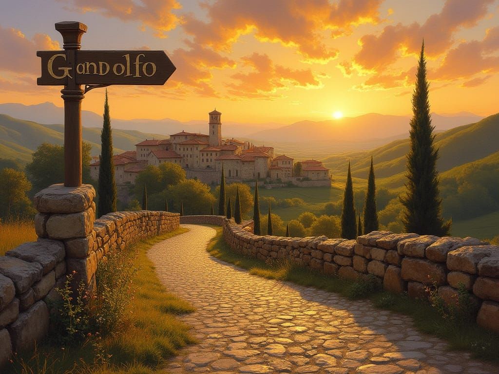 Italian Village at Sunset Oil Painting