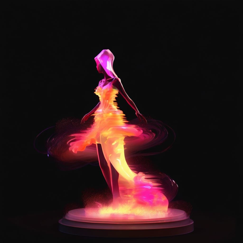 Impressionist Portrait of a Phoenix Princess in Festive Pyro...