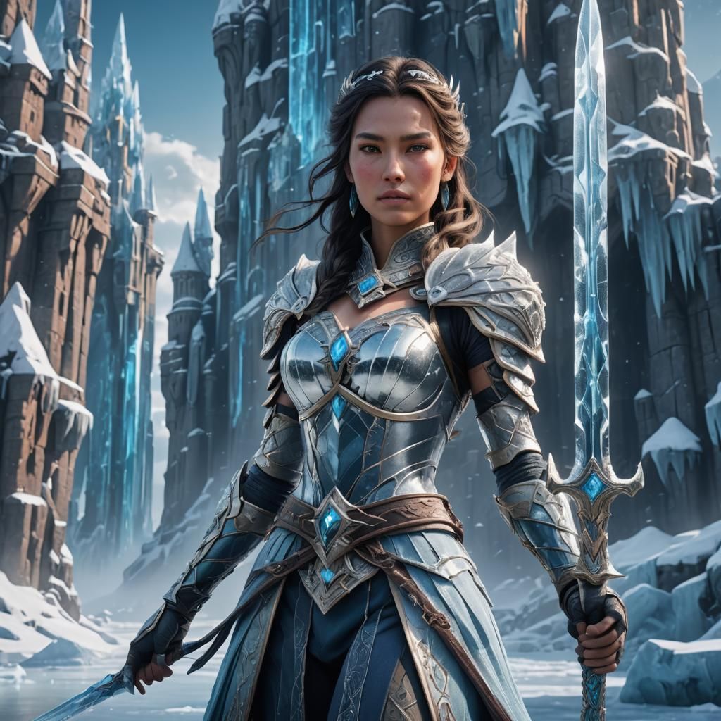 Ice Kingdom Woman with Crystal Sword