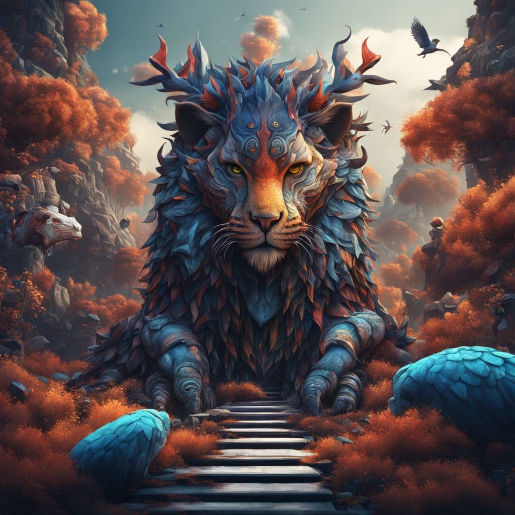 Vibrant Fantasy Beasts in Whimsical Worlds