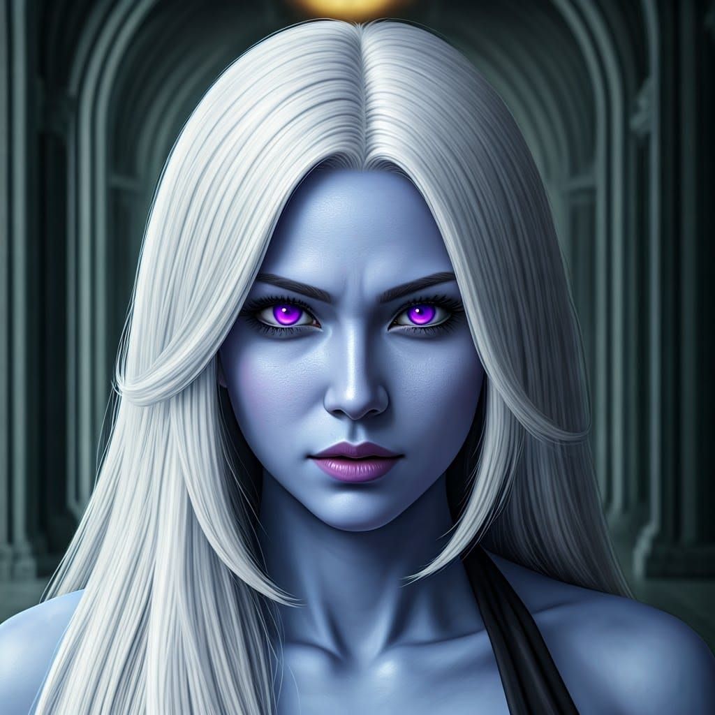 Beautiful Woman Confronts Evil Foe: Photorealistic Portrait