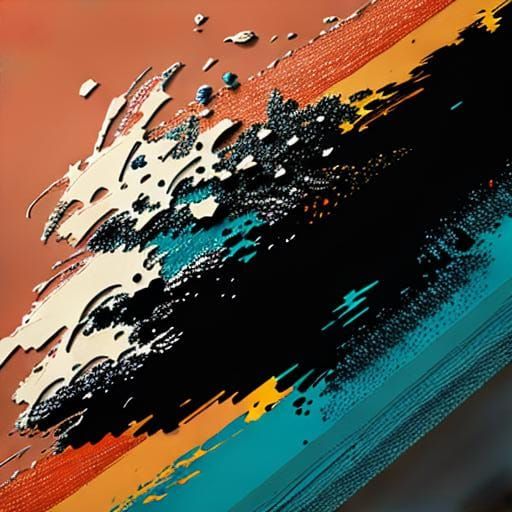 Vibrant, Textured Artwork with Impasto and Halftone Techniqu...