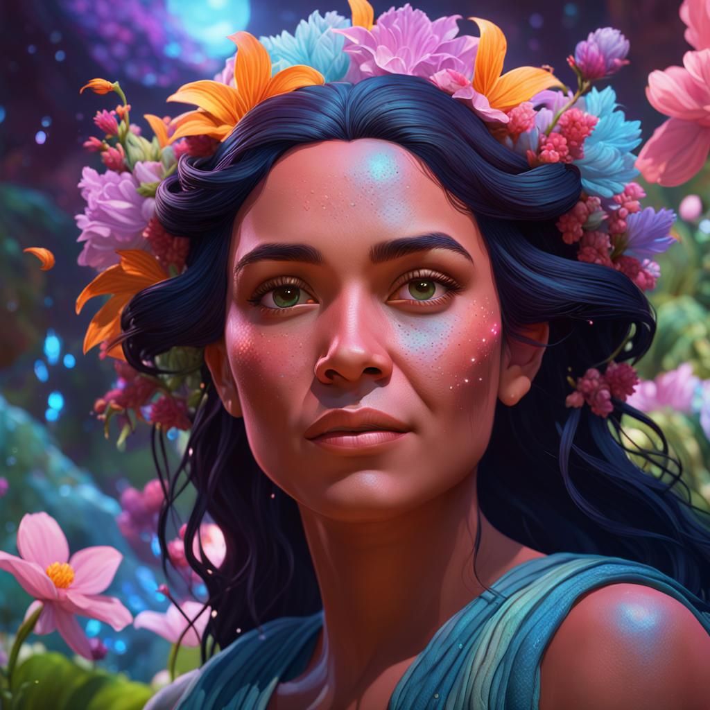Moana: Mother Earth in Astral Garden, Detailed Portrait