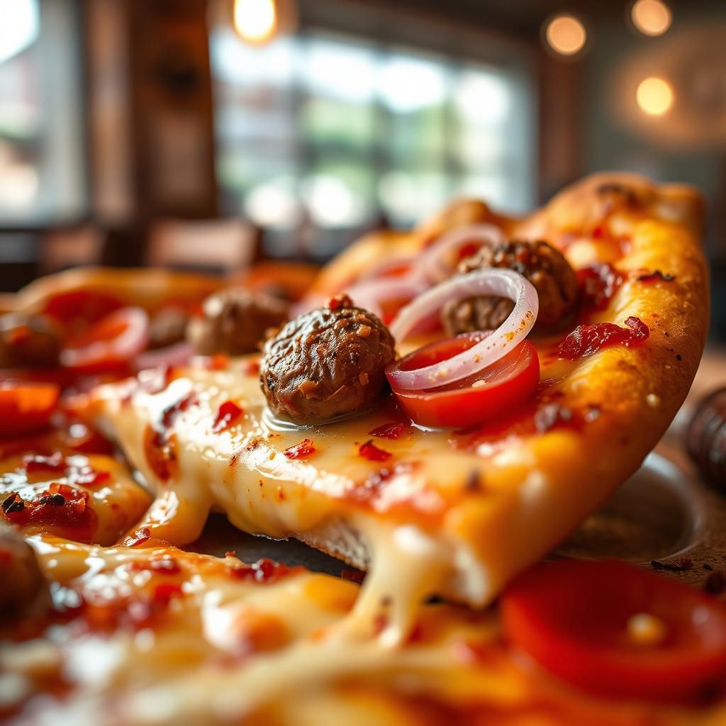 Delicious Chicago Deep-Dish Pizza Slice in Macro Detail