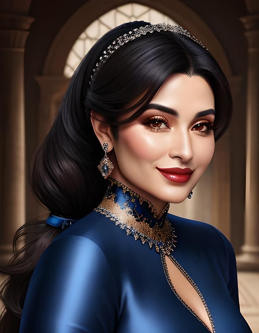 Detailed Portrait of a Middle Eastern Woman at Night