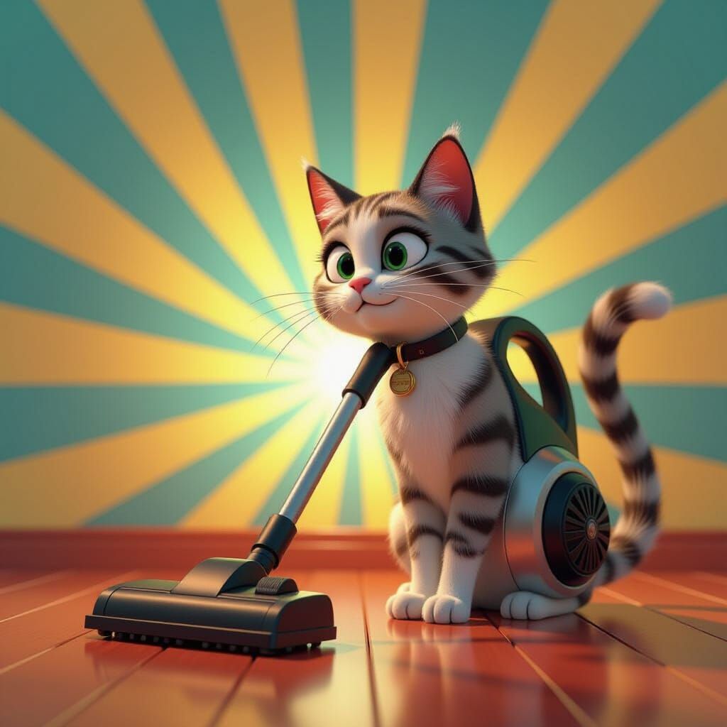 Vacuum Cleaner Sucks Cat Tail with Altered Attitude