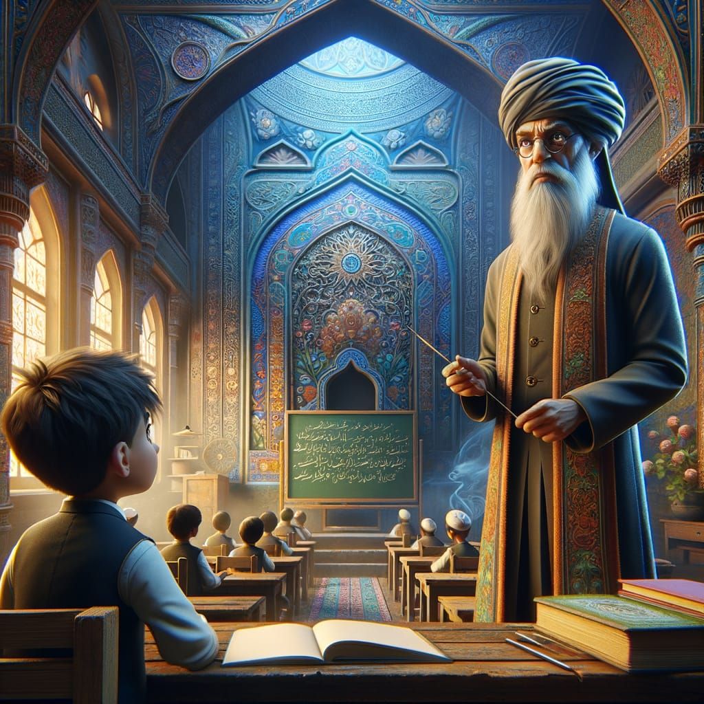 Indian Teacher in Cartoon Style Concept Art