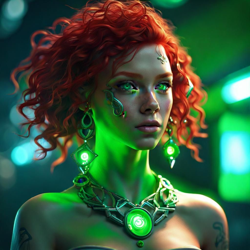 Girl with fiery hair and green eyes 1