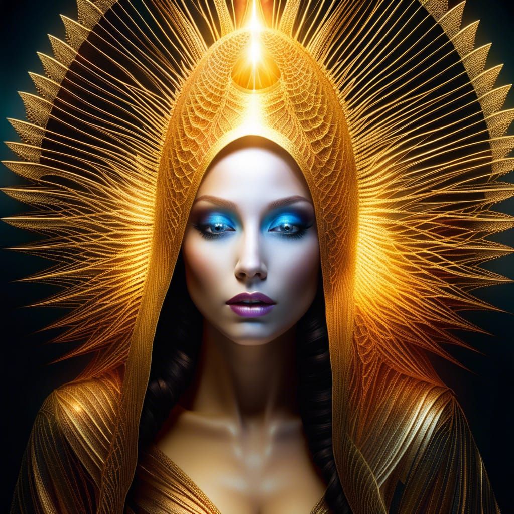 Woman in Cracked Glass Dress in Magical Forest