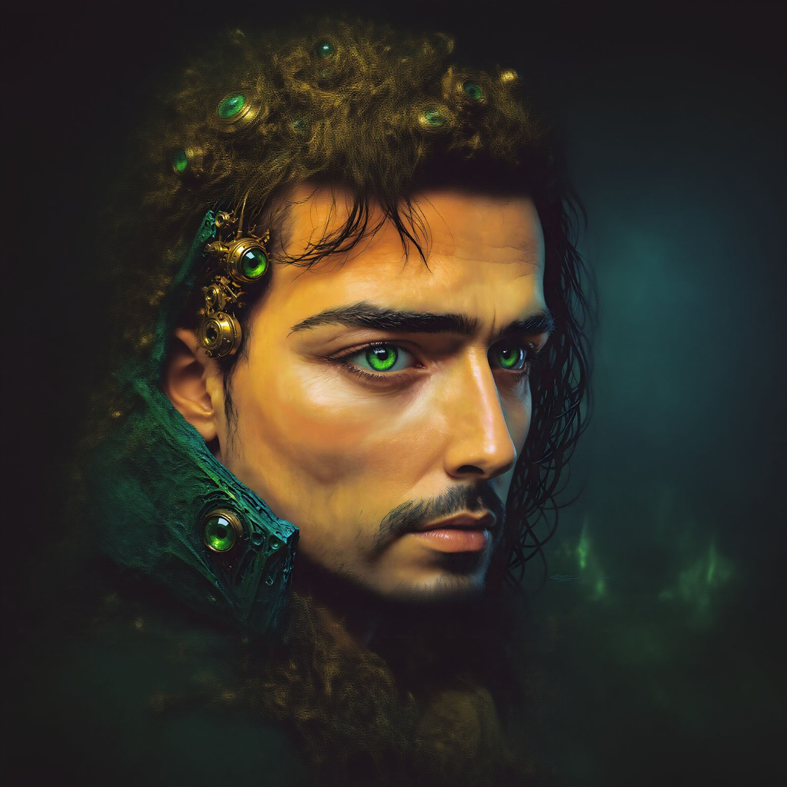 Intense Gaze: Man with Laser Eyes, Dreamlike Art