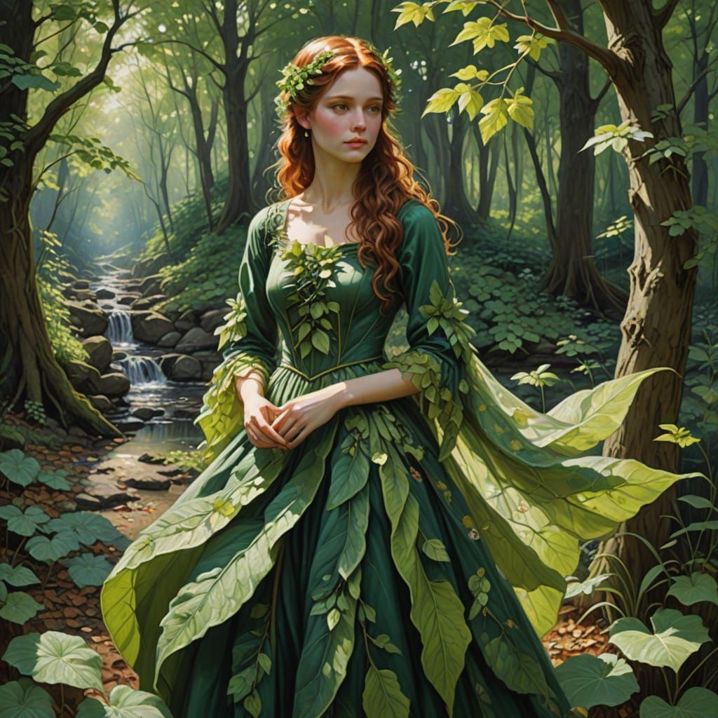 Tranquillity Cottagecore fairy leaf dress