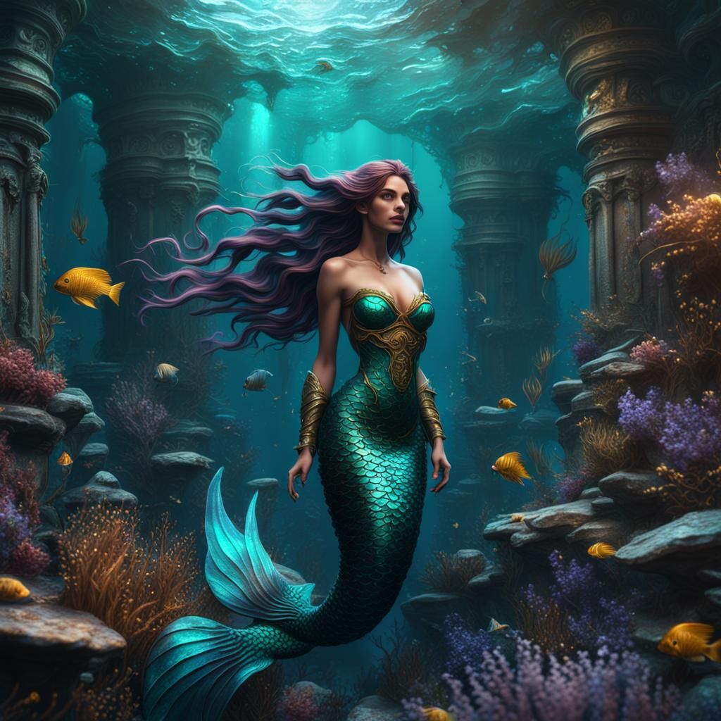 Beautiful Mermaid in Detailed Fantasy Art