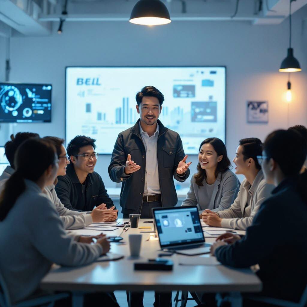 Enthusiastic AI Training Session in Bright Classroom