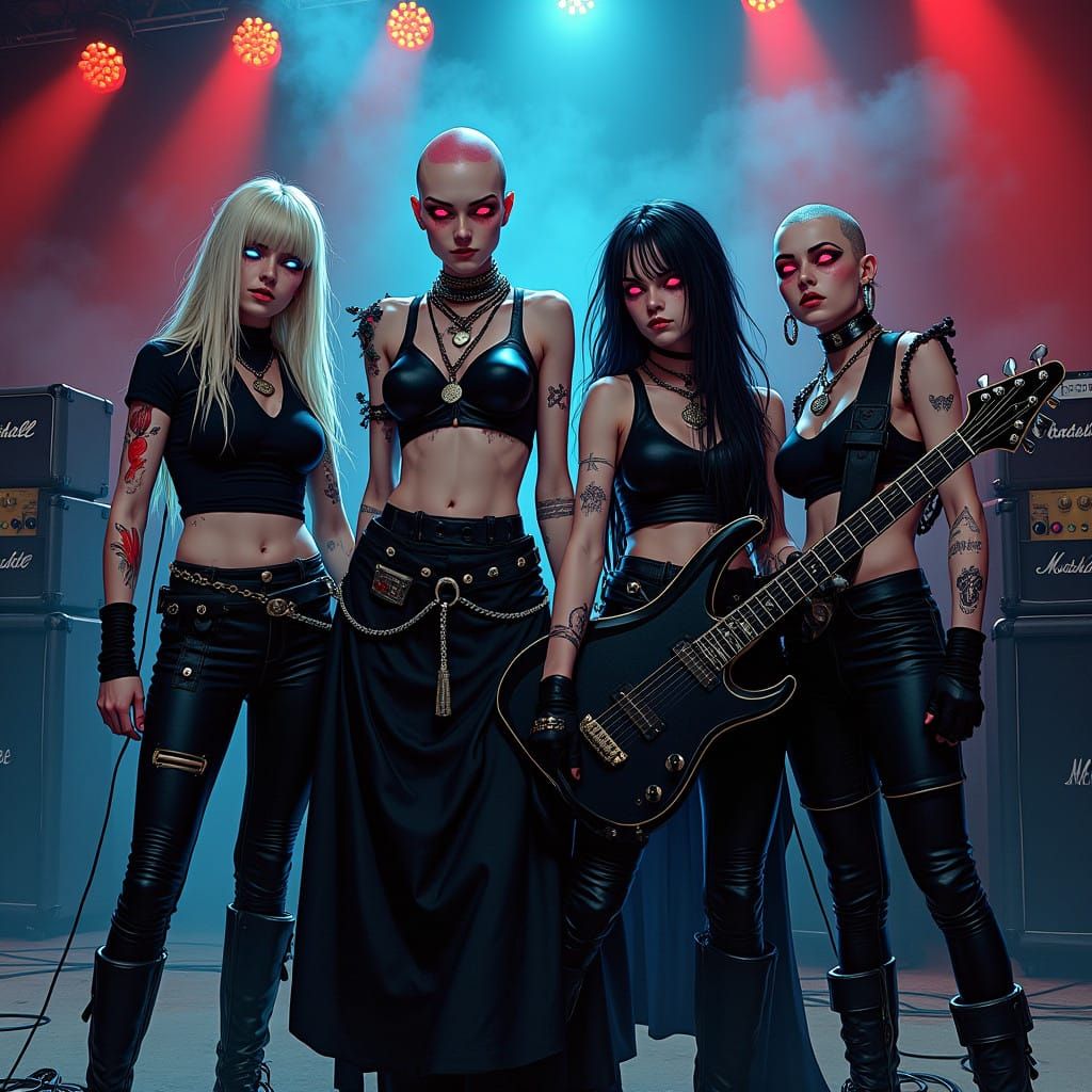 Rebel Musicians Unleash Sonic Fury in Dark Concert Scene