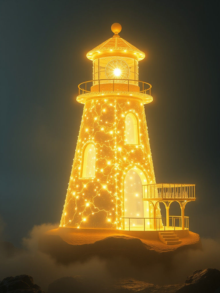 Glowing Lighthouse Constructed from Radiant Light
