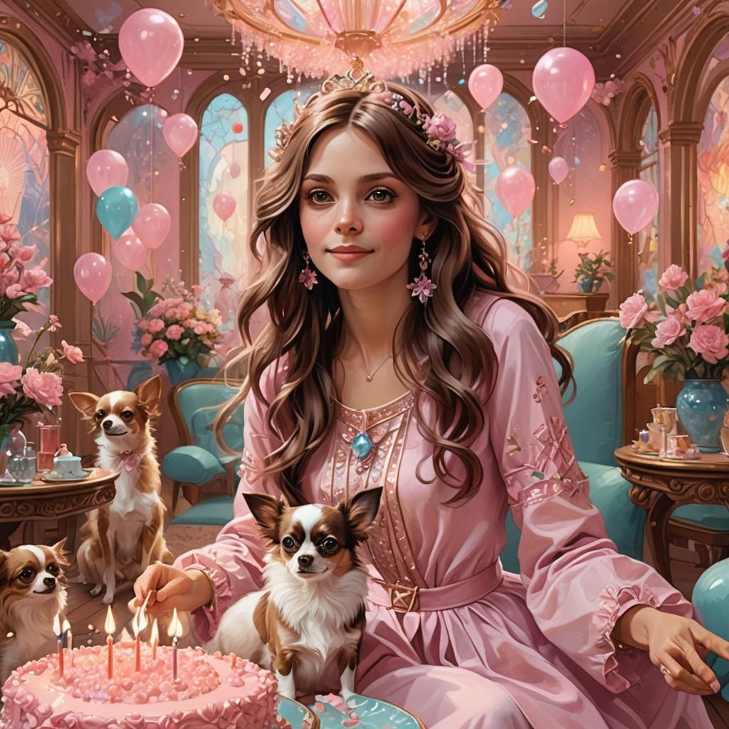 Birthday Celebration in Alphonse Mucha Style