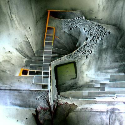 Concrete Stairwell Descending Into Shadow