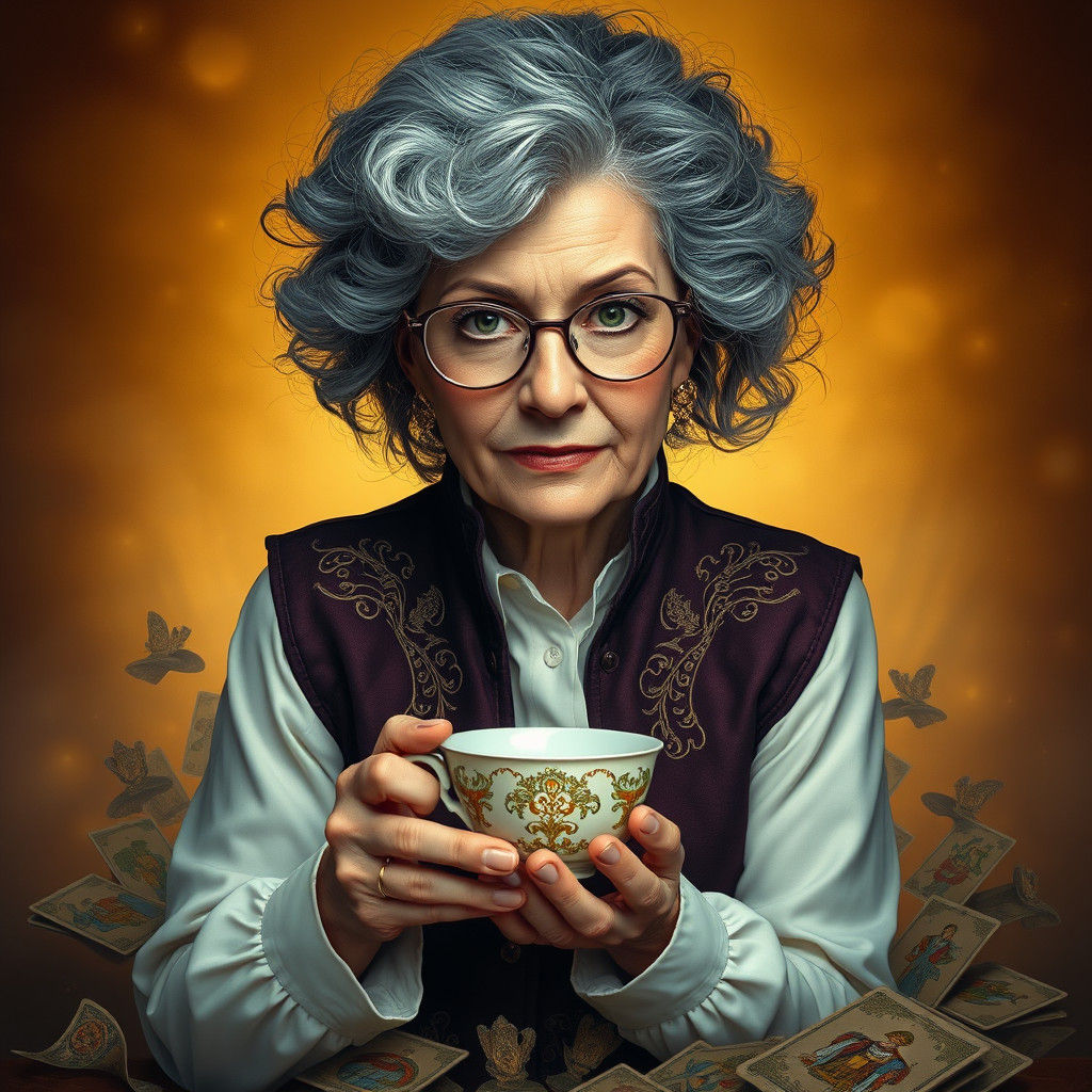 Mystical Woman with Tarot Cards, Fantasy Concept Art