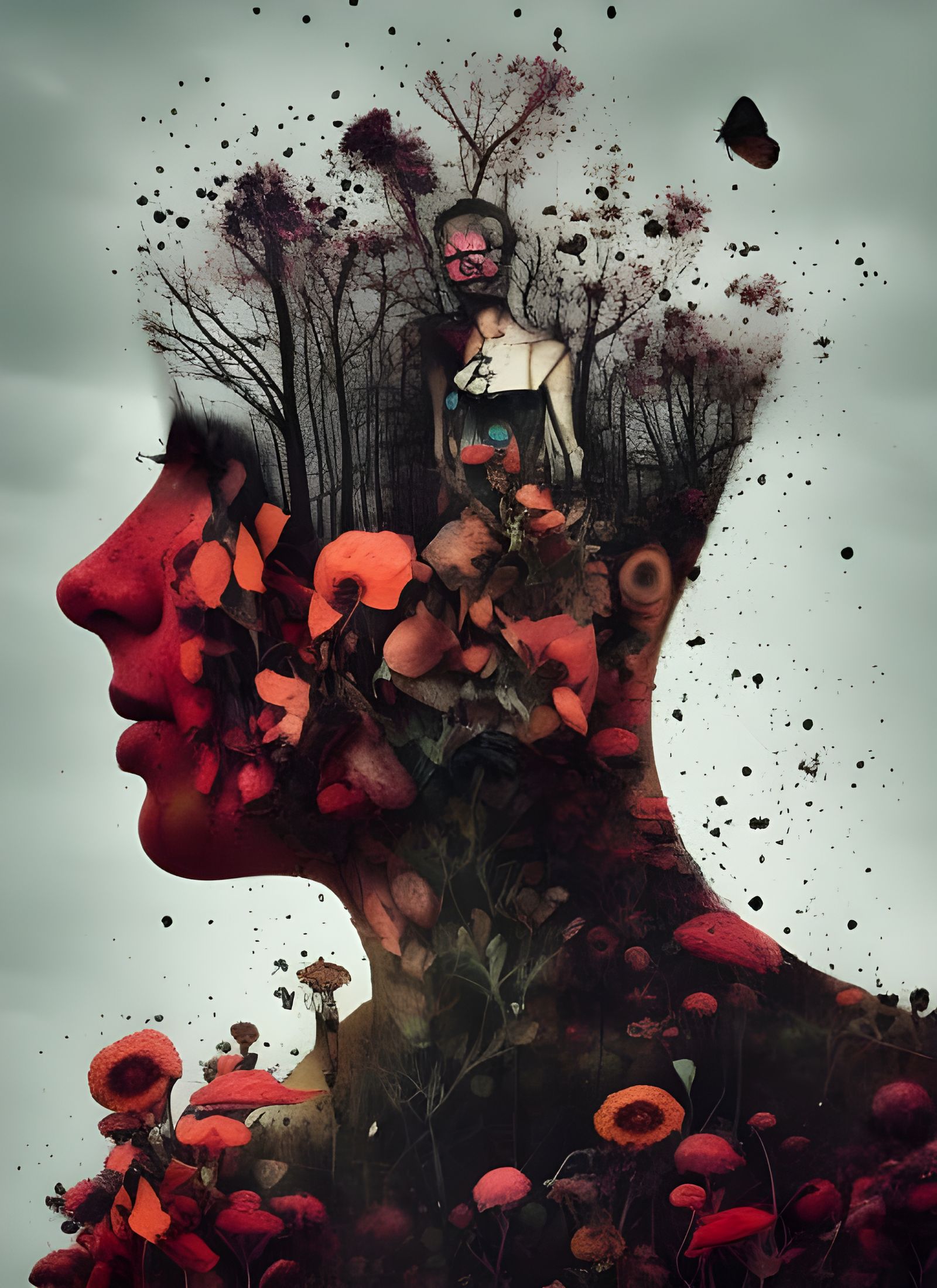 Split Portrait: Double Exposure in Oil on Canvas