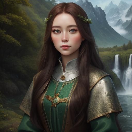 Medieval Explorer Portrait with Waterfall, Fantasy Airbrush ...