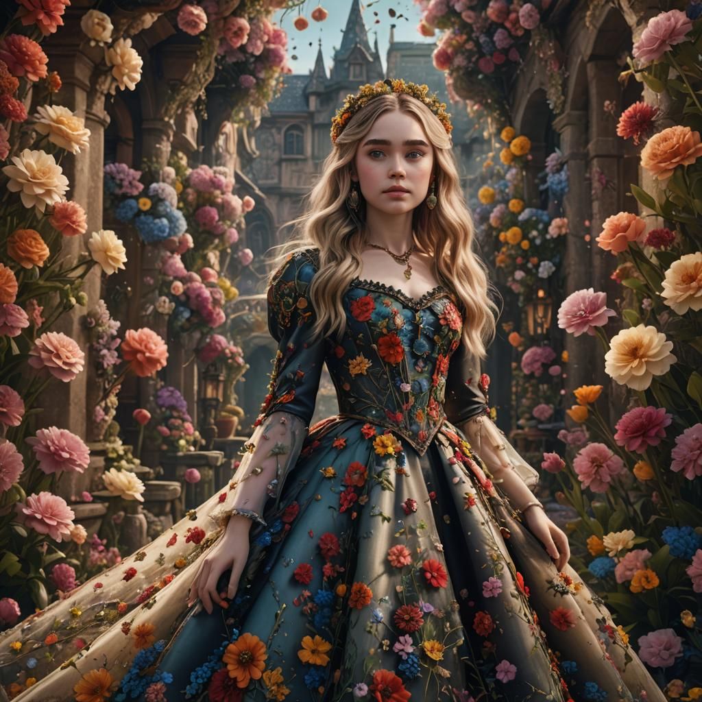 Sabrina Carpenter in Detailed Floral Dress