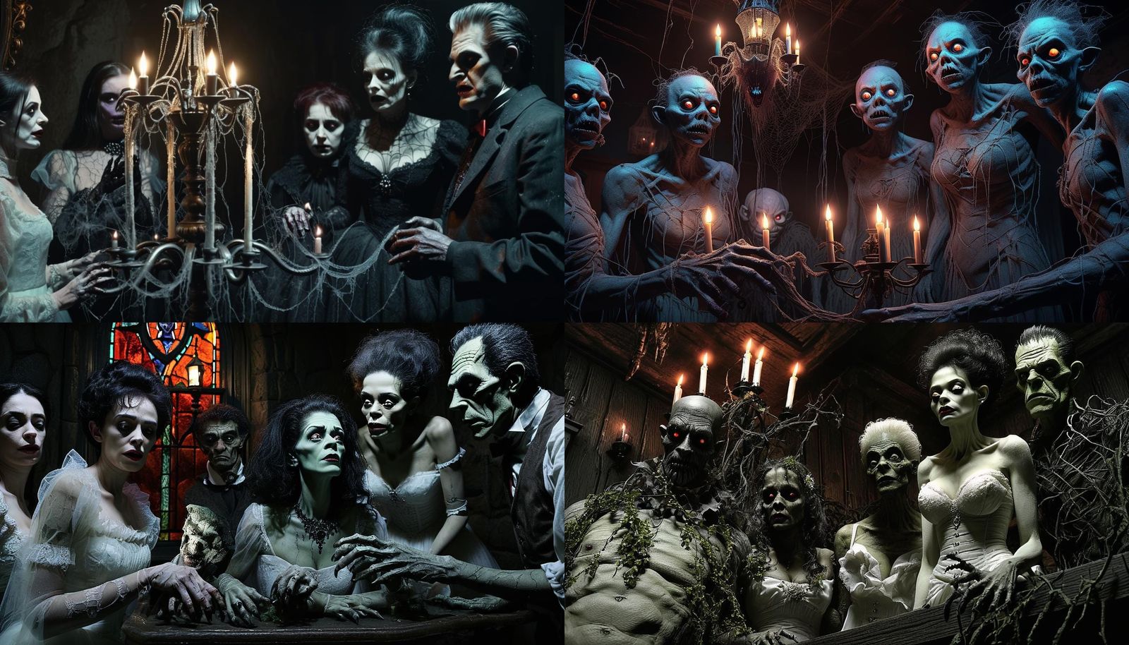 Classic Movie Monsters in a Haunted House