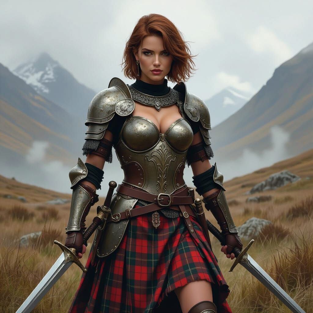 Scottish Highlands Warrior in Dramatic Lighting