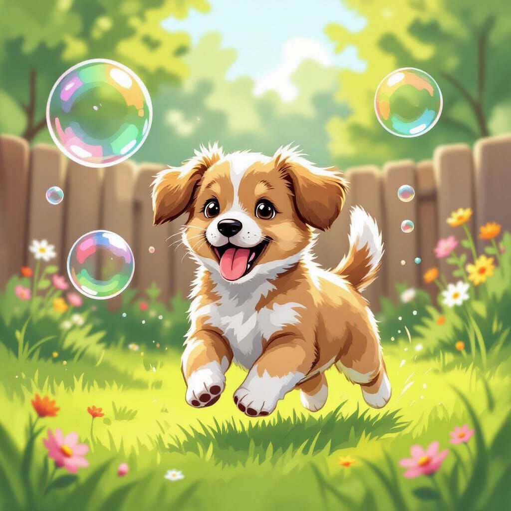 Puppy's Summer Day: A Nostalgic Hand Sketch