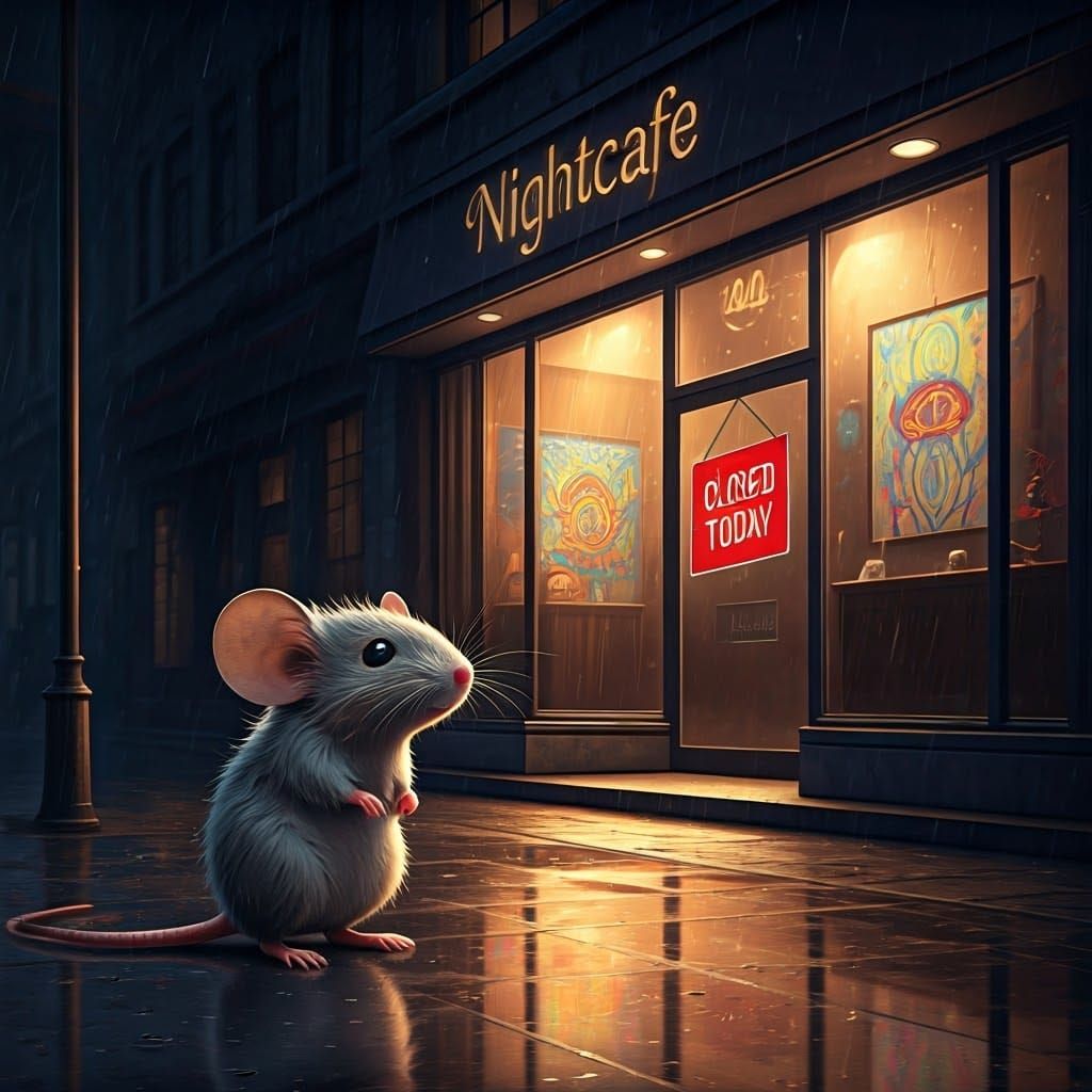 Mouse Longingly Gazes at Nightcafe Art Gallery