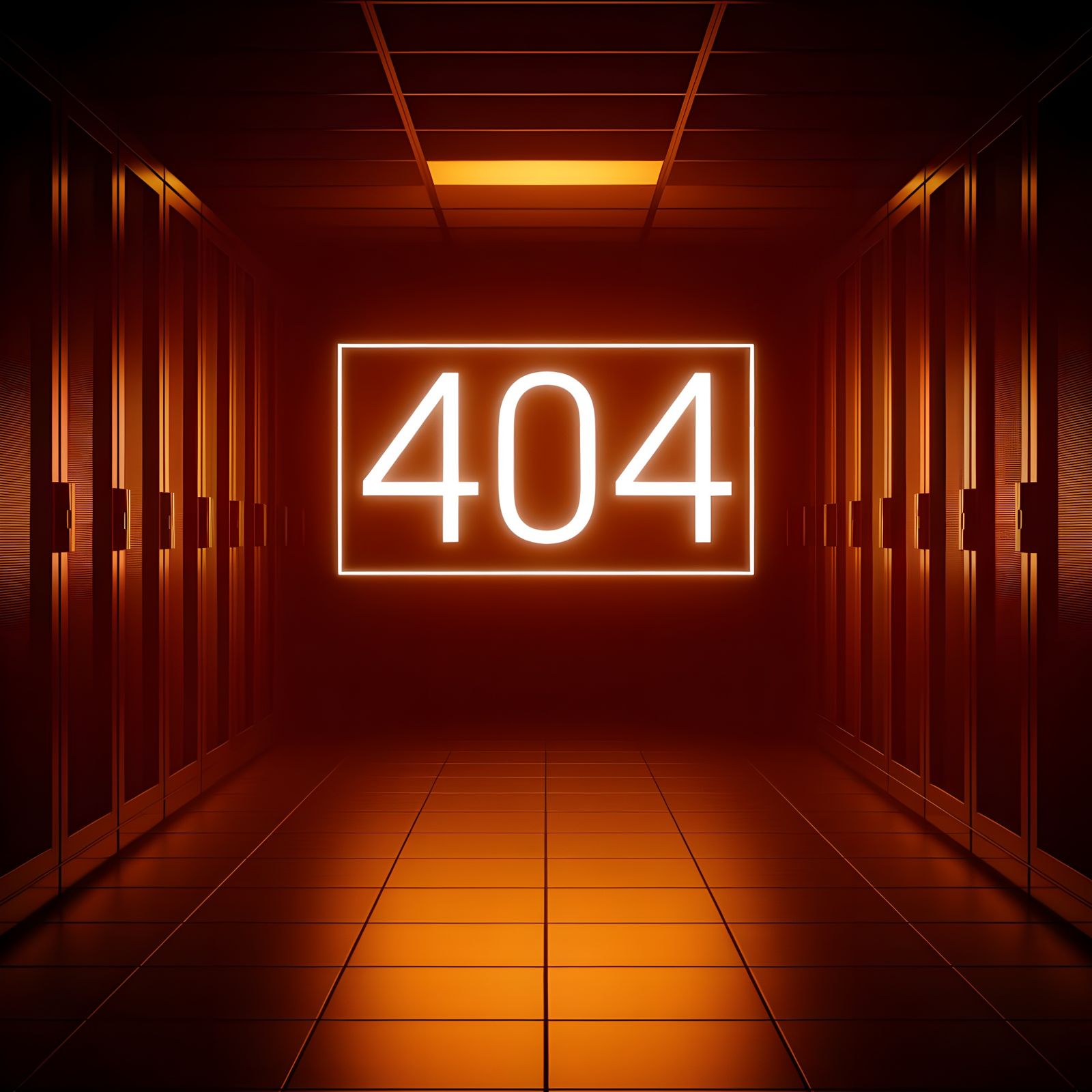 Haunting Server Room in Warm Amber Lighting