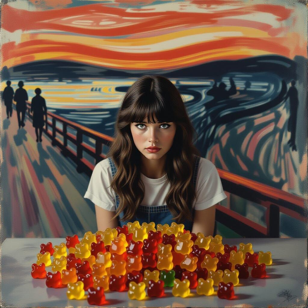 Alice's Gummy Bear Nightmare: A Surreal Photo