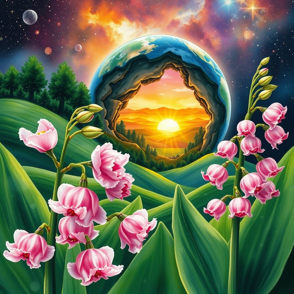 Vibrant Earthrise with Luxurious Flowers