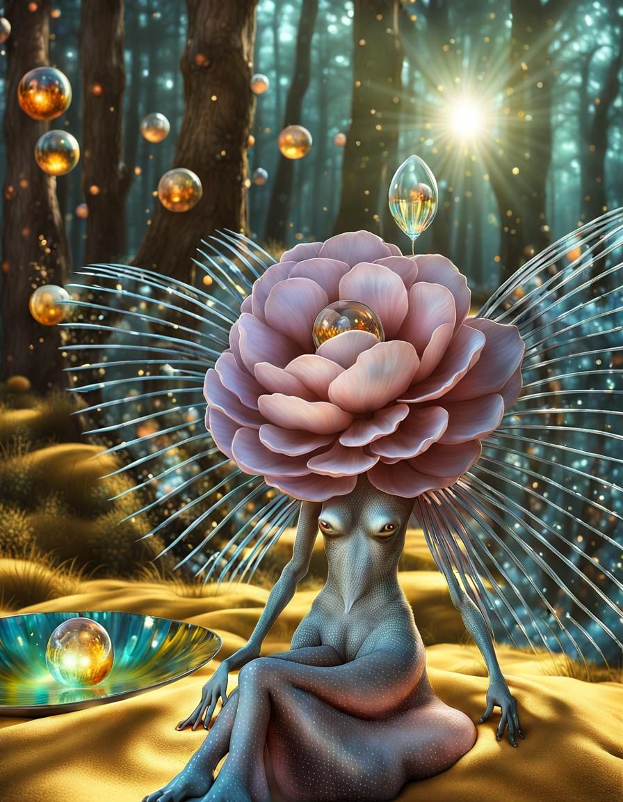 Surreal Alien People and Pets in a Magical Landscape