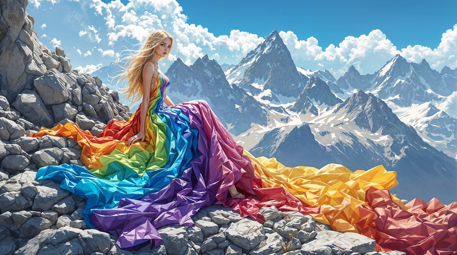 Rainbow Goddess Amidst Majestic Alps